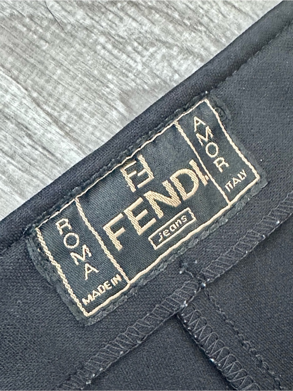 Fendi Black and Beige Jeans Label Detail